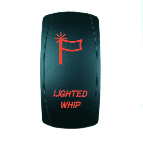 Red Laser Rocker Switch Backlit LIGHTED WHIP 12V Bright Light Powersports [SLR1081BLPFBA]