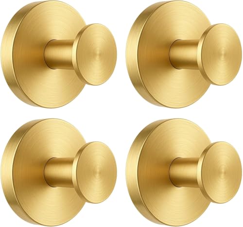 Image of BKV Suction Cup Hooks for Glass Window,Removable Shower Hooks for Inside Shower,Metal Towel Hooks for Bathrooms,4 Pack(Gold)