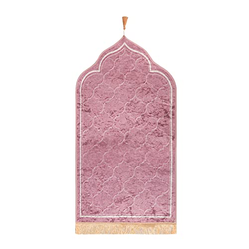 YJZQ Muslimischer Gebetsteppich Islamische Türkische Gebetsmatte Tragbare Faltbare Gebetsdecke Weich Gebetsteppich für muslimische Gebete(110cm*60cm) Islamisches Geschenk für Frauen Kinder