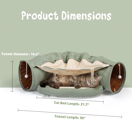Tunnel pour chat d'intérieur avec lit doux de sommeil pour chatons