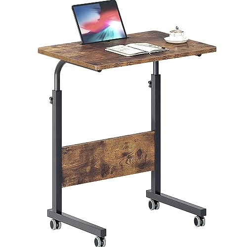 SogesPower Escritorio móvil para laptop de 23.6 pulgadas, altura ajustable, mesa auxiliar con ruedas, estación de trabajo, soporte para computadora portátil, mesita de noche, mesa auxiliar portátil