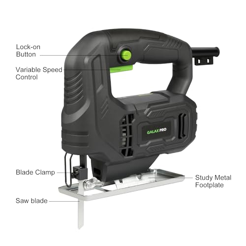 GALAX PRO 400W Variable Speed Jigsaw, 3000 SPM,±45° Bevel Cutting, Lock-on Button, Includes Blades for Wood and Metal 2 GALAX PRO 400W Variable Speed Jigsaw, 3000 SPM,±45° Bevel Cutting, Lock-on Button, Includes Blades for Wood and Metal - Image 2