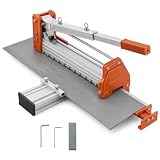 Bodenschneider mit Hebel aus Aluminiumlegierung und Stahlklinge für Laminat, Fertigparkett, Vinyl, LVT, VCT, SPC, LVP und WPC, teleskopierbare Stützplatte, Schwarz Orange