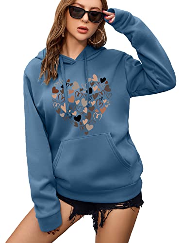 Floerns Sudadera térmica de manga larga con cordón para mujer, Azul (Dusty Blue), S Cover