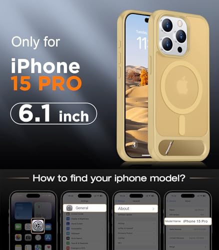 Image of Magnetic Compatible with iPhone 15 Pro Case, [Built-in Invisible Kickstand][Compatible with MagSafe] [Military Grade Shockproof] Slim Translucent Matte Phone Case for iPhone 15 Pro 6.1 inch