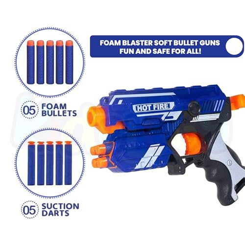 Image of Kidology Blaze Storm Hot Fire Soft Bullet Gun Toy for Kids Age 3+ Years | 10 Safe Foam Bullets, Easy, Fun Target Shooting Battle Fight Game for Boys and Girls | Ideal for Gifting