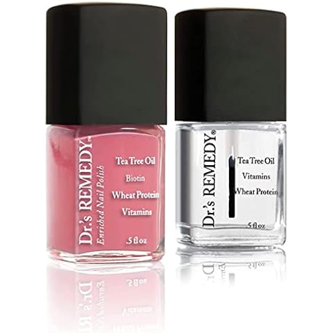Dr.'s Remedy Enriched Nail Polish, Serene Salmon with TOTAL Two-in-One Top and Base Coat Set 0.5 Fluid Oz Each Cover