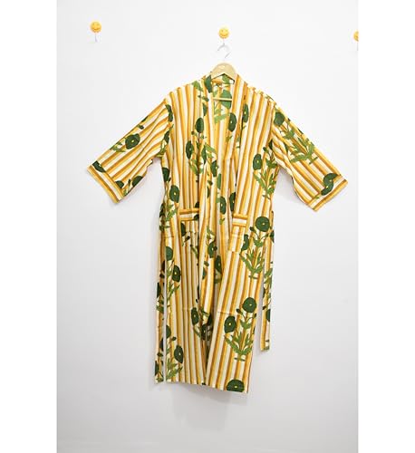 Image of Hand block print Cotton Kimono bikini cover up,Indian Hand block print Cotton Bath Robe,Swim Wear,Nighrwere Dressing Gown