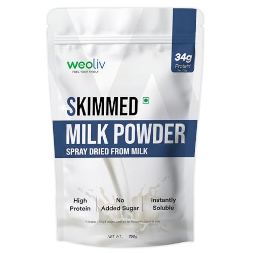 Image of Skimmed Milk Powder - Pure & Natural | High Protein, Fat-Free Dairy Milk Powder | No Preservatives | Instant Mix for Tea & Coffee | 750 g