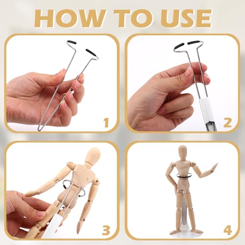Image of Yaocom 12 Pcs Action Figure Stand Action Figure Display Holder with Expandable Waist Wire for 8 to 12 Model Bear Display Rack (White, Silver)