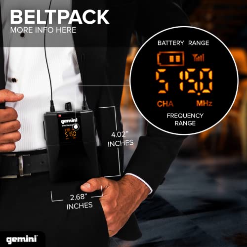 Image of Gemini UHF Wireless Microphone System - Dual Lavalier & Headset Mics with Bodypack, USB Rechargeable Receiver, 50m Range, Cardioid Pattern for Teaching, Streaming, Karaoke & Events (GMU-HSL100)