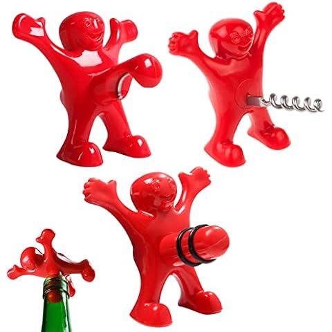 Juego de Abridor de Botellas Happy Man y Tapón de Vino Cover