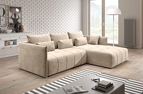 Furnix Ecksofa Yalta mit Schlaffunktion und Bettkasten - Couch L-Form Sofa...
