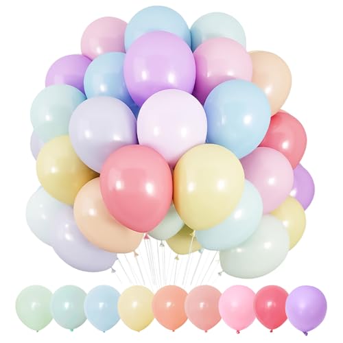 100 Piezas Globos Pastel, Globos Arcoíris Multicolores, globos Macarrón, GloboS Colores de Cumpleaños, para Fiesta Cumpleaños, Baby Shower, Decoración de Bodas
