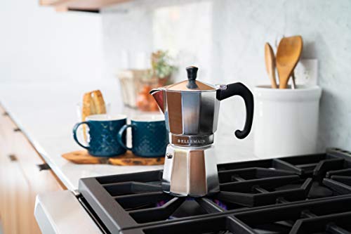 Image of Bellemain Stovetop Espresso Maker Moka Pot (Silver, 3 Cup)