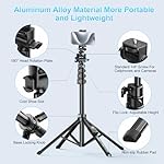 Fugetek 62" Professional Cell Phone Tripod, Ultra Stable 4 Leg Design, Bluetooth Remote, 100% All Aluminum Stick & Legs, Portable All in One, 360° Phone Mount with 2 Cold Shoe Slots, Non Skid Feet - Image 3
