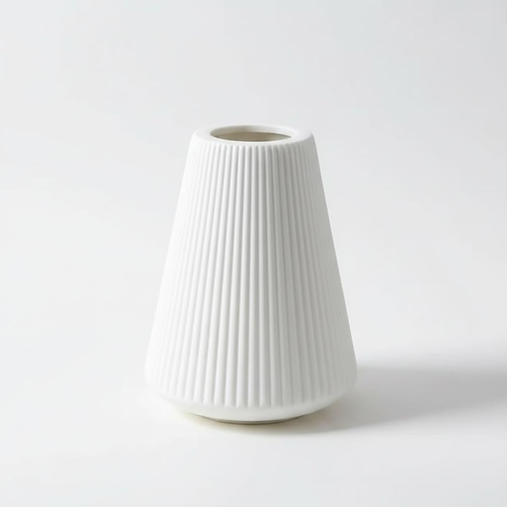 Decorative Plastic Ceramic Look Vase | Modern Flower Vase for Pampas Grass, Artificial Flowers & Plants | Elegant Home Decor for Living Room, Bedroom, Office, Dining Table & Table Centerpiece-image-15