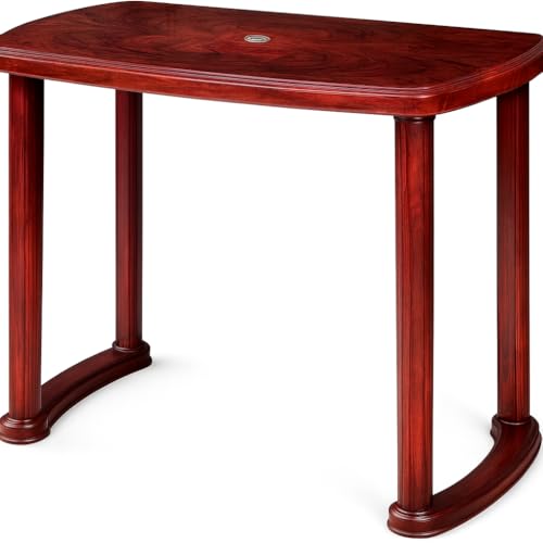 Image of NOVATEC Heavy Sumo Plastic Dining Table for Home, Restaurant, Cafe, Outdoor, Garden | Strong & Durable | 4-6 Seater Modern Dining Table (Biege) (Rosewood)
