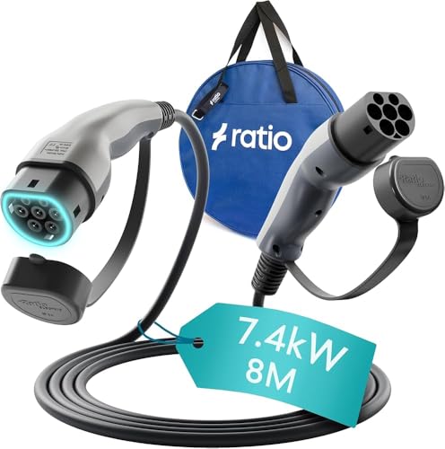 Type 2 EV Charging Cable 7.4kW | 32A | 8M | 1-Phase | Mode 3 | 8 Metre Type 2 to Type 2 Charging Cable 7kW Electric Car Charger, Fast EV Vehicle Charger - Made in Holland