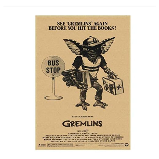 DPFRY Cuadro En Lienzo Fantasía Película De Terror Gremlins Póster E Impresión Estilo Retro Arte Decorativo De La Pared Pegatinas Carteles para El Hogar Kz877Xw 40X60Cm Sin Marco