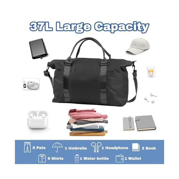 Travel Duffle Bag for Women, Carry On Weekender Tote with Trolley Sleeve - Image 3