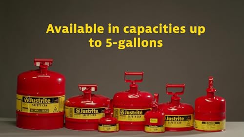 Image of Justrite 5 Gallon Type I Green Safety Can for Oil with Flame Arrester, Self-Closing Lid, and Funnel, Made in the USA, Galvanized Steel Flammable Storage Can, 7150410