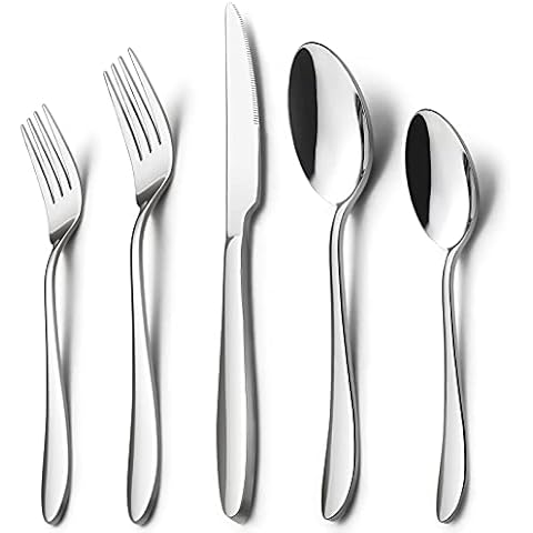 HaWare 40-Piece Silverware Set, Stainless Steel Flatware Service for 8, Modern Tableware Cutlery for Home, Elegant Eating Utensils Include Knives/Spoons/Forks, Mirror Polished, Dishwasher Safe Cover