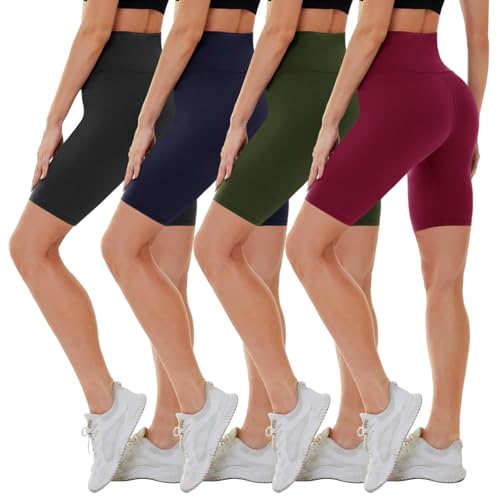 Image of CAMPSNAIL 4 Pack Biker Shorts for Women High Waist - 5 inch /8 inch Tummy Control Soft Athletic Yoga Workout Running Gym Shorts