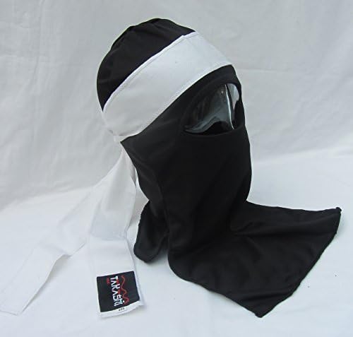 Shinobi Ninja Ultimate Warrior Face mask set Japanese (AKA) Black Mask With Tenugui White Head Band Scarf 1 Size, Fancy Dress, Halloween, Costume