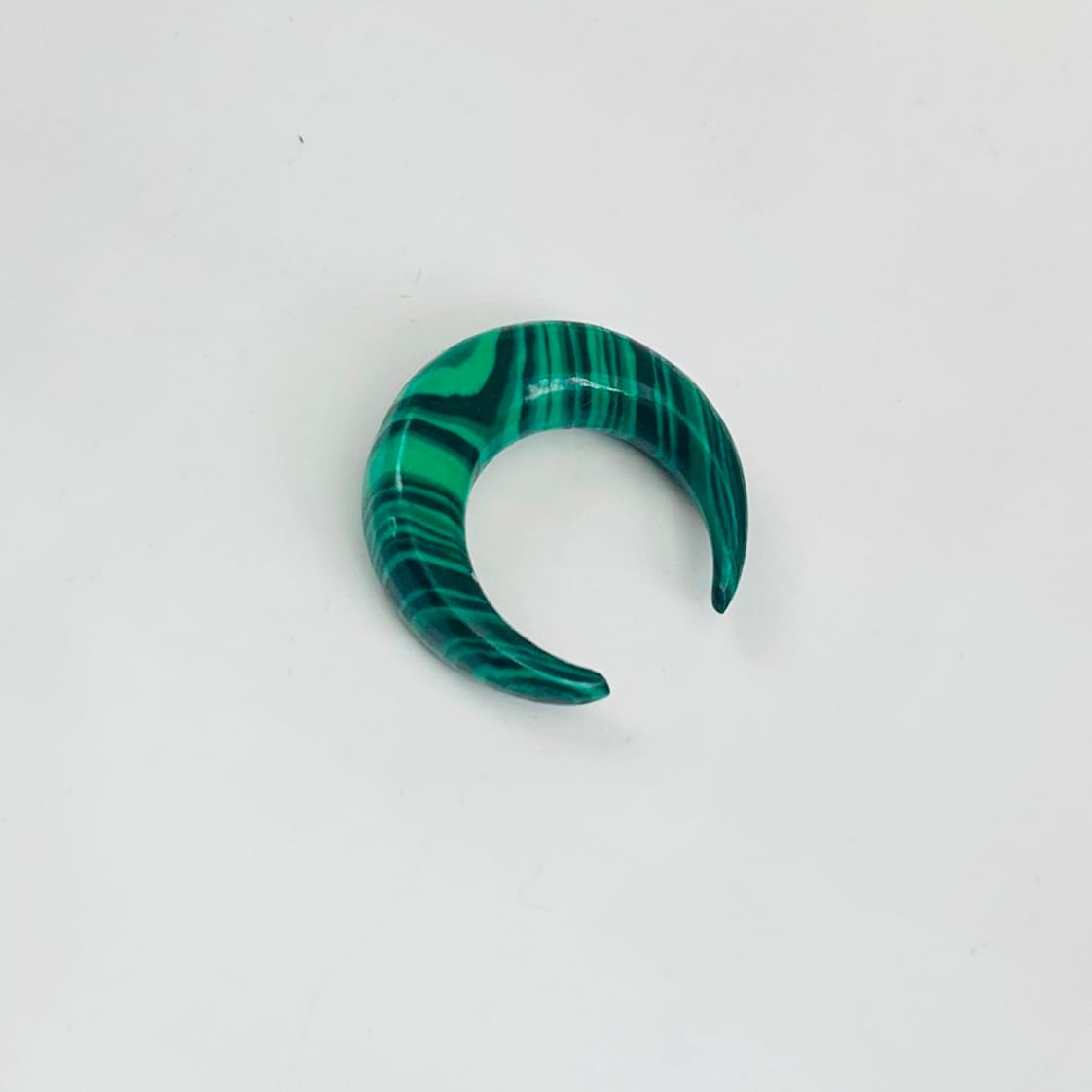 Handmade Green Malachite Stone Tribal Septum Crescent Pincher | Stone Tusk Ring | Boho Ethnic Body Piercing Jewelry for Nose & Septum | Unisex Stone Pincher