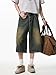 Men's Wide Leg Vintage Denim Shorts with Elastic Waistband Y2K Harajuku Fashion Loose Baggy Grunge Denim Bottoms (Vintage Blue,X-Large)