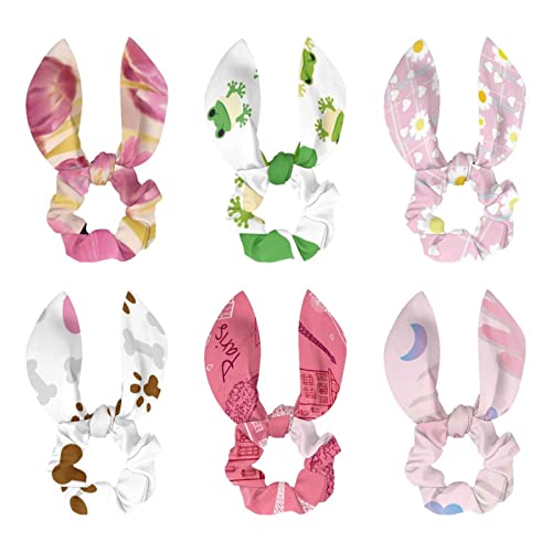Lot de 6 écharpes à cheveux ruban femme | Cadeau chouchous nœud rose