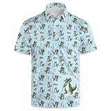 GDEVIG Mens Funny Polo Shirts, Cartoon Crocodile Blue Golf Shirts Short Sleeve, Moisture Wicking Quick-Dry Business Casual Shirt for Men