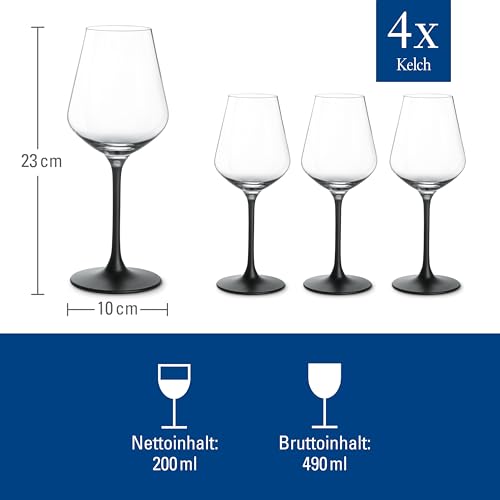 Foto von Villeroy & Boch - Manufacture Rock Rotweinkelch, Set 4tlg., Set aus Weingläsern aus Kristallglas in aufregendem Schwarz, spülmaschinengeeignet