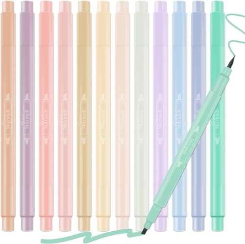 Dacono 6er Set Gelschreiber & Textmarker – 0,5 Mm, Schwarze Tinte, Kawaii Design