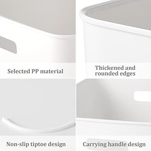 3 Stück Aufbewahrungsbox, Aufbewahrungskorb Kunststoff, Organizer mit Griffen Kitchen Schrank ​Storage Körbchen für Schubladen,Küche, Home,Bad, 28×9×11cm（Weiß)