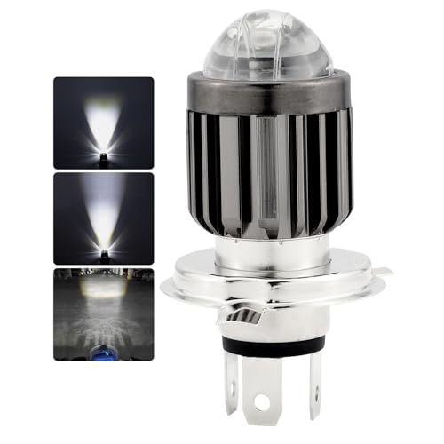 Futwod H4 LED バイク ヘッドライト ホワイト HI/LO切替 一体型 レンズ発光 高輝度 H4バルブ ファンレス 純正交換 6000K 直流 DC12V カスタムパーツ バイク用ヘッドライト 1個入り