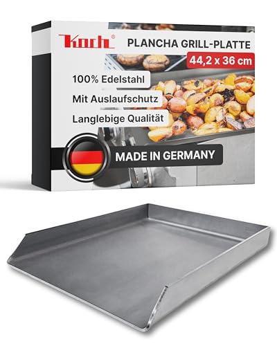 Koch Universal Grillplatte aus 100% Edelstahl - 44,2 x 36 x 3cm - Plancha für alle Grillarten - Gleichmäßige Hitzeverteilung & auslaufsichere Ecke - Rostfrei & bis zu 500°C hitzebeständig #38