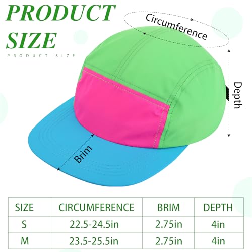 Cindeer 80s 90s Neon Hat Nylon Cap Retro Adjustable Cap for Women Men 80s Costumes Accessories 90s Theme Party(M,Neon Blue Brim)