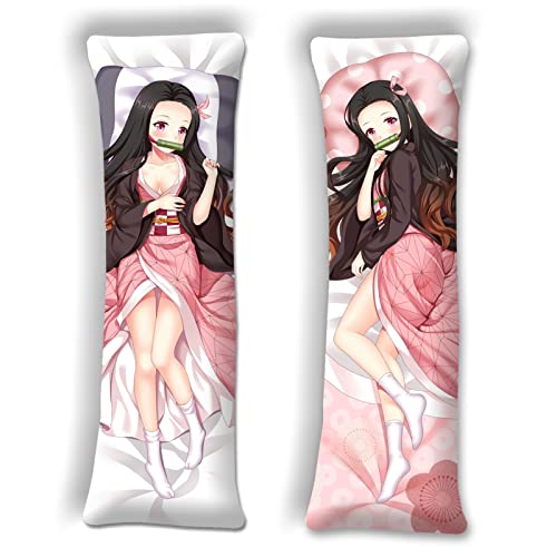 Anime Body Pillow Cover Kimetsu No Yaiba Kamado Nezuko 59In X19.6In(150X50Cm) Pillowcase Cover Japanese Anime Hugging Pillow Cover Peach Skin #TOP1