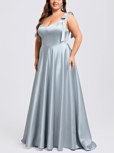 SHANDUAO Long A-line Bridesmaid Gowns Spaghetti Straps Satin Prom Dresses with Slit Sweetheart Neck Evening Party Dress Olive Green-10 - Thumbnail 2