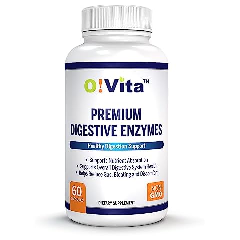 O!VITA Premium Digestive Enzymes with Plant-Based enzymes, Supports Better Digestion, Better Nutrient Absorption (60 Non-GMO Vegetable Capsules) Cover
