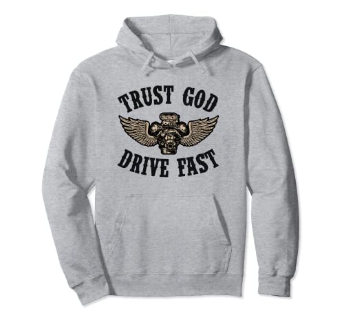 Trust God Drive Fast Vintage Car Guy Cadeau de Noël Sweat à Capuche