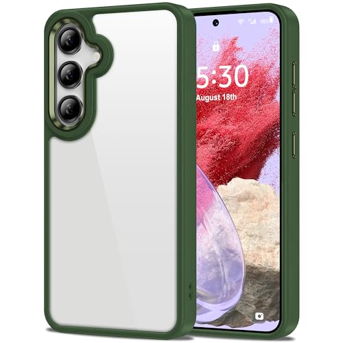 Image of HOOMIL Case for Samsung Galaxy S24 (ONLY, Not Fit Plus, FE, Ultra), Non-Yellowing, Drop Protection, Anti-Scratch Transparent Hard Back Phone Cover - Dark Green
