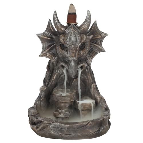 Image of Grey Dragon Backflow Incense Burner - 17.5cm x 12.5cm (1 Pc.) - Unique & Eye-Catching Design - Enhance Relaxation & Meditation - Ideal for Artistic Home Decor