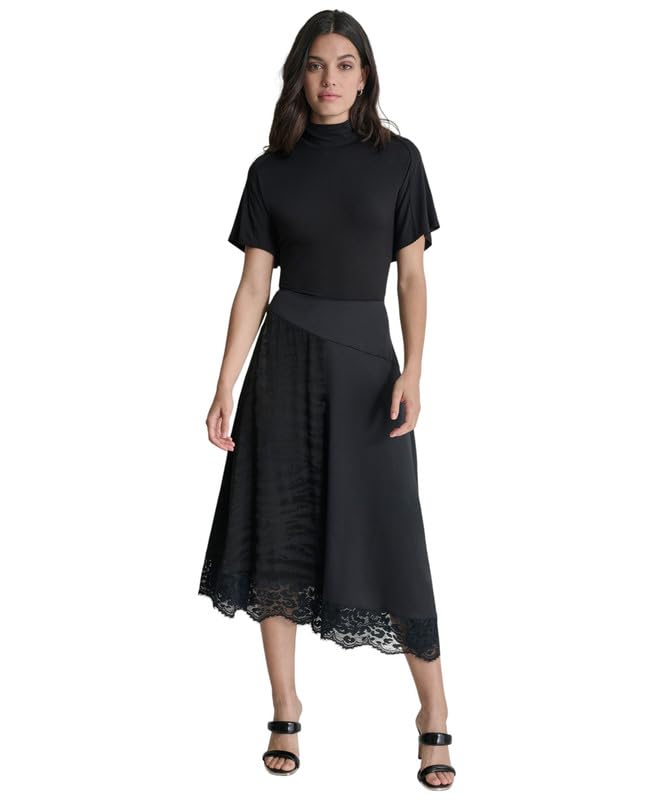 DKNY Womens Asymmetric Side-Slit Midi Skirt Black 4