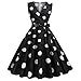 STOREYH Damen 50er Audrey Hepburn Retro Kleid Rockabilly Cocktailkleid Wunderschön A-Line Faltenrock Elegant Ärmelloses/Kurz Ärmel Lang Kleider Petticoat Wellenförm Falten Dress