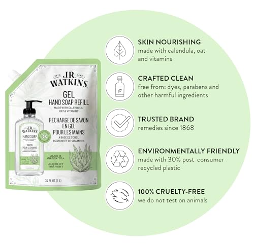 image for J.R. Watkins Gel Hand Soap Refill, Moisturizing Hand Wash, Formulated 