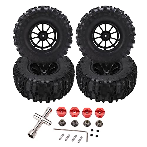 Roues et pneus de véhicule RC 1/8 1/10 en caoutchouc noir haute adhérence tout-terrain