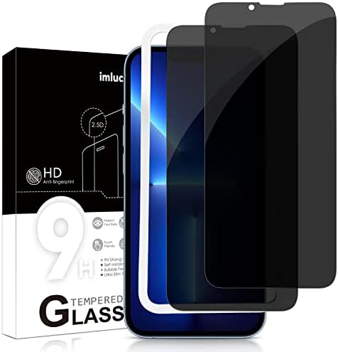 imluckies [2 Pack] Privacy Screen Protector Compatible with iPhone 14 Plus / 13 Pro Max 6.7 inch, Anti Spy 9H Tempered Glass Film, Bubble Free, Shatterproof, Full Coverage, Easy Install